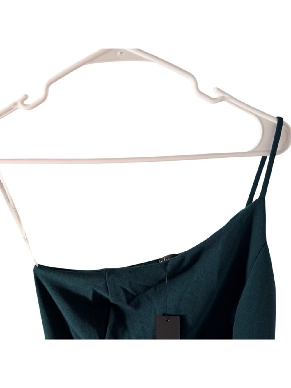 Lulus Elegant Allure Hunter Green One-Shoulder Sleeveless Midi Dress Size Lg NWT - Picture 4 of 6